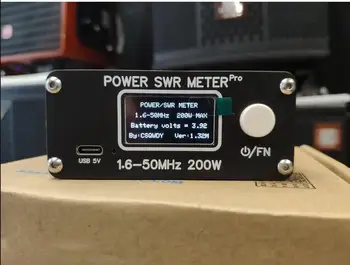 1,6-50 МГц 0,5 Вт-200 Вт КВ Коротковолновый КСВ-измеритель мощности Pro КВ PWR КСВ-измеритель с 1,29-дюймовым OLED-дисплеем + батарея на 50 часов