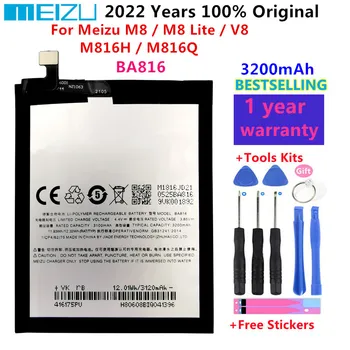 100% Оригинальный Аккумулятор Meizu BA816 3200 мАч Для телефона Meizu M8/M8 Lite/V8/M816H/M816Q, Высококачественные Аккумуляторы Bateria
