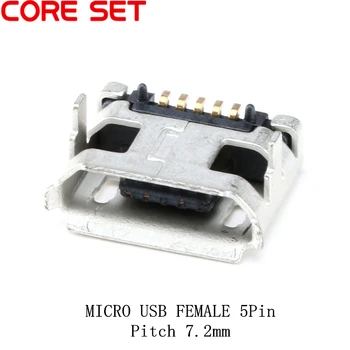 100ШТ Micro USB 5P Разъем с разъемом Шаг 7,2 мм Женские SMD DIP Разъемы