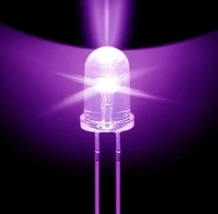 100шт Супер яркий 5 мм круглый УФ/фиолетовый светодиодный излучающий диод F5 LED light для DIY lights