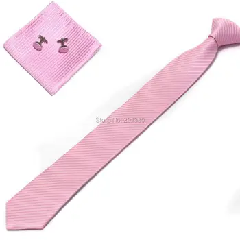 2018 мужской узкий галстук в сплошную полоску, набор карманных квадратных запонок