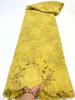 2022 Высококачественная Новейшая африканская вышивка Вуалевое Кружево с камнями Мягкая Хлопчатобумажная швейцарская ткань Свадебное платье XC5456