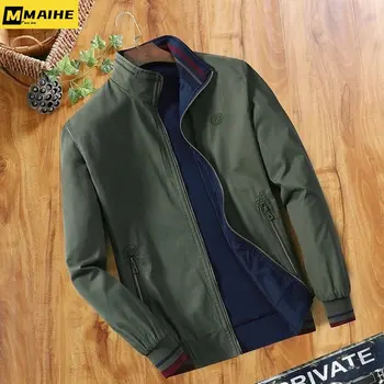 2023 новая деловая мужская куртка весна-осень со стоячим воротником, хлопковое двустороннее повседневное пальто, мужская куртка пилота военно-воздушных сил