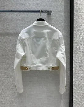 2023, Новая мода, яркая линия, белая минималистичная нейтральная джинсовая куртка