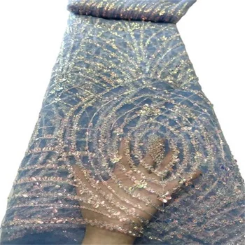 2023, Новейшая африканская синяя кружевная ткань, вышивка, Французская сетчатая кружевная ткань, Жених С 3D блестками, Нигерийское кружево для свадебной вечеринки