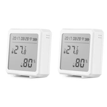 2шт Tuya Smart WiFi Датчик температуры Влажности Гигрометр Термометр для помещений С ЖК-дисплеем Датчик тревоги