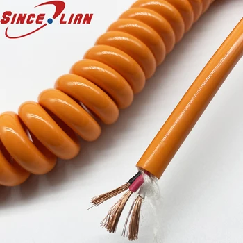 3 сердечника 1 Квадратная Пружинная проволока PU Оранжевого цвета Выдвижной Кабель Бескислородный спиральный кабель из чистой Меди Может быть растянут на 1-10 метров