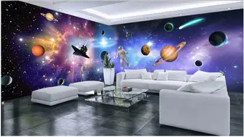 3d обои для стен в рулонах Космическое звездное небо планета космический корабль астронавт пользовательские фотообои на стену 3d домашний декор