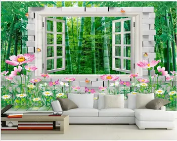 3d обои с фотообоями на заказ, Зеленый бамбуковый сад, гостиная, домашний декор, обои, 3D фотообои на стену