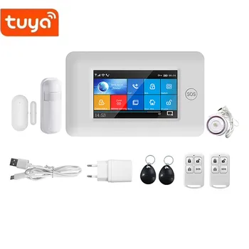4,3-дюймовый IPS-экран Tuya Smart Life, Wi-Fi, 4G/GSM Сигнализация, Сенсорная клавиатура, комплект охранной сигнализации, PIR-детектор, датчик движения