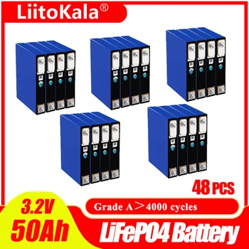 48шт LiitoKala 3,2 V 50Ah Lifepo4 Элементы Литий-железо-Фосфатные для 12V 52Ah Аккумуляторной Батареи DIY Для Хранения Солнечной Энергии