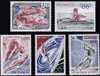 5 шт./компл. Новая почтовая марка Монако 1976 Монреаль, гравировка для водных видов спорта, почтовые марки MNH