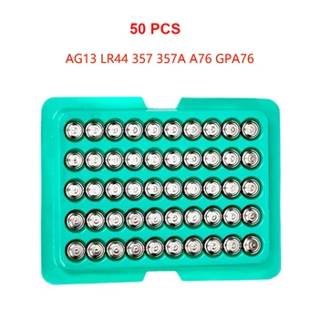 50ШТ оригинальный AG13 LR44 щелочной кнопочный аккумулятор 357 357A A76 GPA76 кнопочный аккумулятор для часов