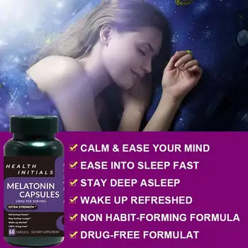 60 Капсул Бесплатная доставка, снотворное, мелатонин, быстрорастворимая пищевая добавка для поддержания спокойного сна