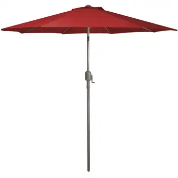 9-футовый уличный зонт для внутреннего дворика с рукояткой и наклоном, красный
