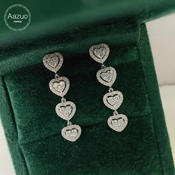 Aazuo Настоящее белое золото 18 Карат, настоящие бриллианты 1,20 карата, Серьги-гвоздики в форме Сказочного сердца, подарок для Женщин, Свадебная вечеринка Au750