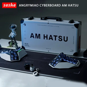 Angry Miao Cyberboard AM Hatsu Пользовательская разделенная механическая клавиатура с RGB подсветкой Беспроводная зарядка Bluetooth Клавиатуры Hotswap Подарки