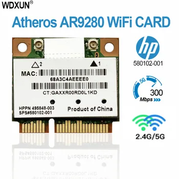 Atheros AR5BHB92 AR9280 AR5009 Двухдиапазонная 2,4 G/5 ГГц 802.11a/b/g/n 300 Мбит/с Беспроводная wifi карта half mini pci-e