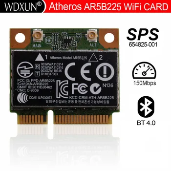 Atheros AR9485 AR5B225 Половина Мини PCIe Беспроводной 300 М + BT4.0 карта 654825-001 655795-001 для HP CQ43 CQ58 DV4 DV6 DV7 G4 G6 G7