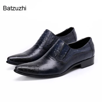 Batzuzhi/ Мужские кожаные модельные туфли ручной работы в Итальянском стиле, Официальная деловая обувь без застежки, Мужская обувь с острым Носком, Большой Размер US6-12