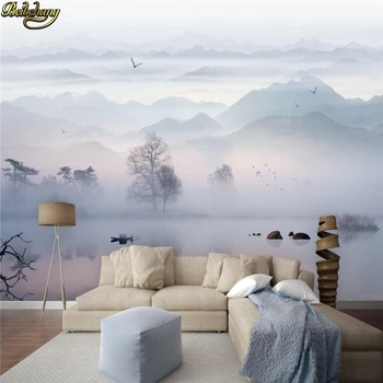 beibehang custom Ink painting пейзажные пейзажи туманная фреска обои для гостиной украшение гостиной 3D рулоны обоев