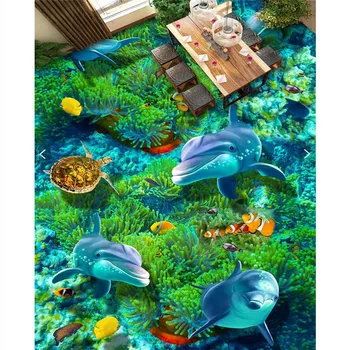 beibehang картина HD Морской мир дельфин коралл биота Водонепроницаемая Ванная комната кухня Обои из ПВХ Самоклеящаяся настенная роспись