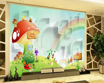 Beibehang Пользовательские фотообои 3D мультяшные фрески мультяшный дом радуга модные обои для детской комнаты живопись papel parede