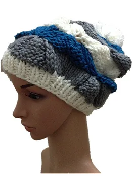 BomHCS Осенне-зимняя женская шапка ручной вязки, шапочки