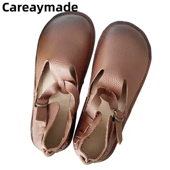 Careaymade-Весенне-летняя женская обувь из натуральной кожи с т-образной пряжкой в новом стиле на плоской мягкой подошве, дышащие тонкие туфли ручной работы