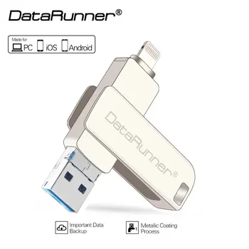 DataRunner USB Флэш-накопитель OTG 3 В 1 iOS и USB 3,0 и microUSB Флеш-накопитель 256 ГБ 128 ГБ 64 ГБ 32 ГБ Флешка для iPhone/Android/ПК