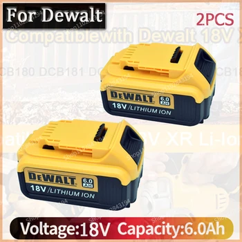 DeWalt 18V 6.0AH 100% Оригинальный аккумулятор для электроинструментов DeWalt со светодиодной литий-ионной заменой DCB205 DCB204-2