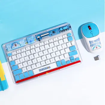 Doraemon Беспроводная мышь Bluetooth 2.4G, Бесшумная перезаряжаемая клавиатура с 78 клавишами, Эргономичный Компьютер для офиса, ноутбук iPad Macbook