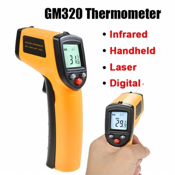 GM320 Ручной Бесконтактный -50 ~ 380 ℃ Ик Инфракрасный Термометр Цифровой ЖК-Лазерный Промышленный Измеритель Температуры поверхности