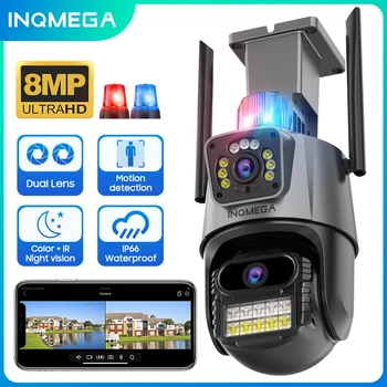 INQMEGA 4K 8MP WIFI Камера наблюдения PTZ IP Камеры безопасности Наружная камера ночного видения с двумя объективами для контроля движения