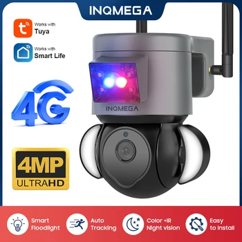 INQMEGA Wifi TUYA CAMERA IP-камера 4G Smart Cloud 4MP Видеонаблюдение На открытом Воздухе Автоматическое Отслеживание Google Home Alexa PTZ IP-камера