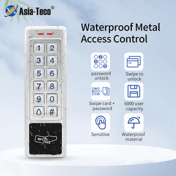 IP67 Водонепроницаемый RFID-считыватель, клавиатура контроля доступа к Двери, 6000 Пользователей, Дверной звонок, 125 кГц, EM-карта, Панель контроля доступа