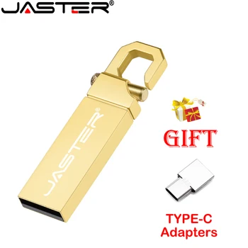 JASTER Golden Music Memory Stick USB 2,0 Серебристый Металлический Карабин Флэш-Накопитель С Бесплатным Пользовательским Логотипом 4 ГБ 8 ГБ 16 ГБ 32 ГБ 64 ГБ