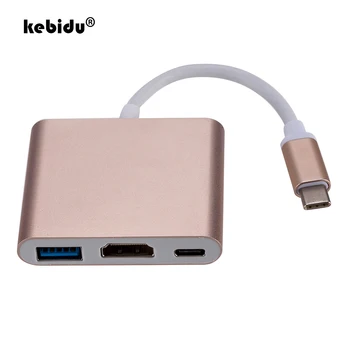 kebidu Адаптер-конвертер, совместимый с Type c и HDMI, совместимый с Usbc и HDMI/USB3.0/Адаптер Type C, Алюминиевый концентратор Type-C Для Macbook