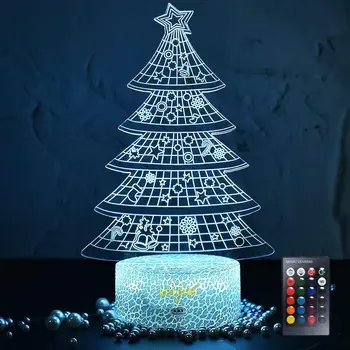 Letour 3D светодиодный Детский ночник, подарок, Рождественская елка, настольная лампа, сенсорный датчик и пульт дистанционного управления, 16 цветов, украшение спальни