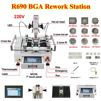 LY R690 V.3 4300 Вт BGA Паяльные Станции Переделочный Сварочный Аппарат 3 Зоны Горячего Воздуха Сенсорный Экран Управления с Лазерной Точкой для Ремонта