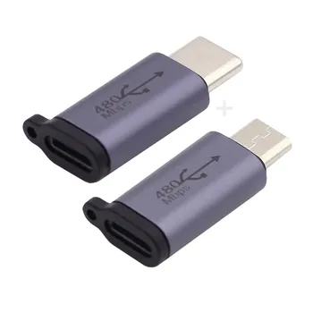 Micro USB Type-C USB-C для мужчин и 8P для женщин 2 шт./лот USB2.0 Адаптер питания для передачи данных с отверстиями для цепи