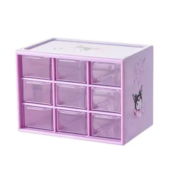 Miniso Sanrio Kuromi Cinnamoroll Коробка для хранения Девяти Дворцов, Бытовая корзина, Органайзер для шкафа, Макияж для женщин, мультяшный дом для девочек
