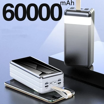 Power Bank 60000mAh Портативная Быстрая зарядка PowerBank 60000 mAh 4 USB PoverBank Внешнее зарядное устройство для мобильных телефонов и планшетов