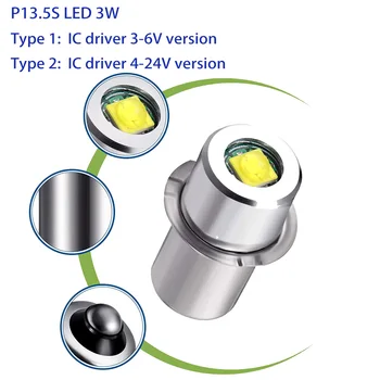 Pr2 P13.5S E10 Базовые Светодиодные Лампы для Обновления Белый Фонарик Maglite 6500 К 3 Вт 3 В 4,5 В 18 В Сменные Лампы Факелы Рабочая Лампа