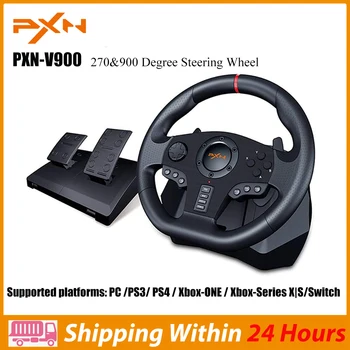 PXN V900 Игровое рулевое колесо PC Racing Wheel для PS3/PS4/Xbox One/ПК Windows/Switch/Xbox Series S/X 270/900 Вращается с помощью педалей