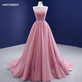 RSM67237 Розовое элегантное вечернее платье с оборкой, Прозрачное Кружевное платье в полоску с открытой спиной, облегающее платье для выпускного вечера с металлическими блестками