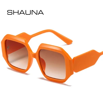 SHAUNA Модные Полигональные квадратные Солнцезащитные очки Женские Винтажные градиентные оттенки UV400 Мужские солнцезащитные очки с широкими ножками