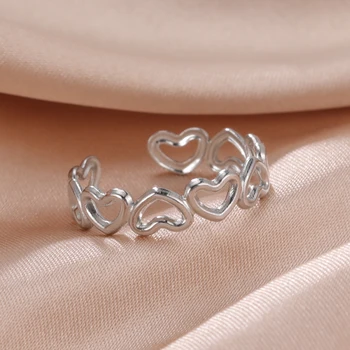 Skyrim Новое открытое кольцо с сердечком из нержавеющей стали, женские кольца на палец, модные украшения для любви, эстетическое обручальное кольцо, подарок оптом
