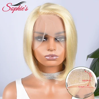 Sophies T Part Lace 613 Блонд Парик Фронта Шнурка Человеческих Волос Прямые Короткие Парики Для Женщин Бразильские Волосы Remy Hair 180% Плотности