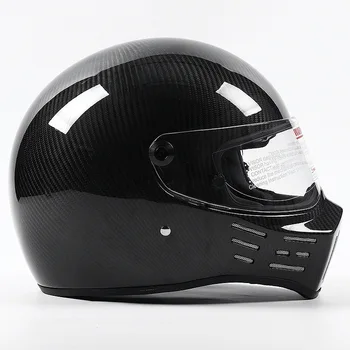 Super Suptember Custom DOT CCC Ретро Мотоциклетный шлем для Картинга с полным лицом, Мото шлем, Мотоциклетный Шлем из настоящего углеродного волокна
